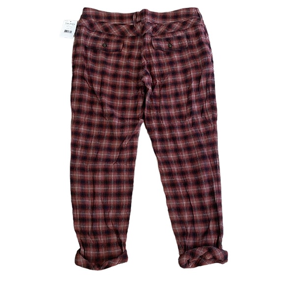NWT Free People Red Combo Plaid Pants - Picture 3 of 9